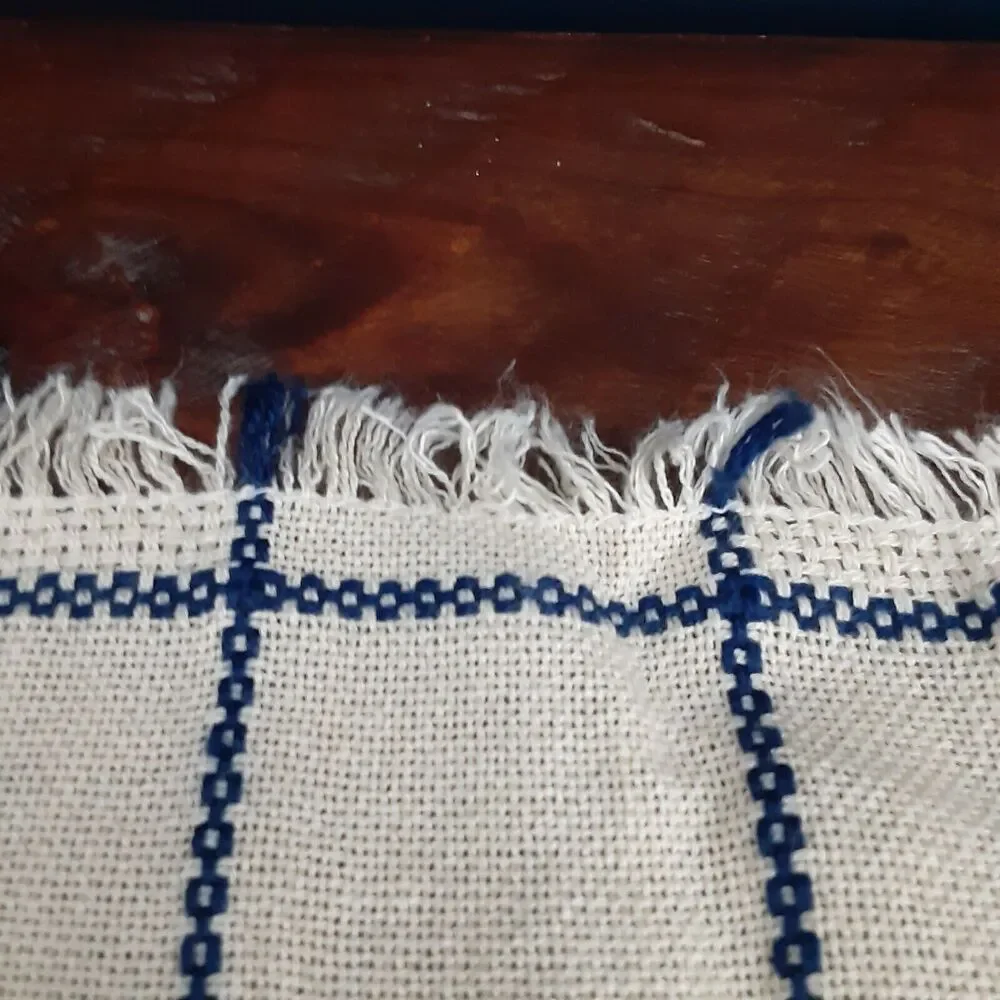 Vintage made in Spain Fringed Tablecloth 50x 65.5 Perfectly Imperfect NOTE